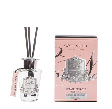 *CLEARANCE* Cote Noire Diffuser Set 90ml - Rose Petal - Silver